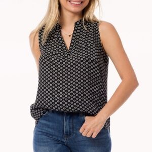 Nicole Miller Black and White Geometric Blouse